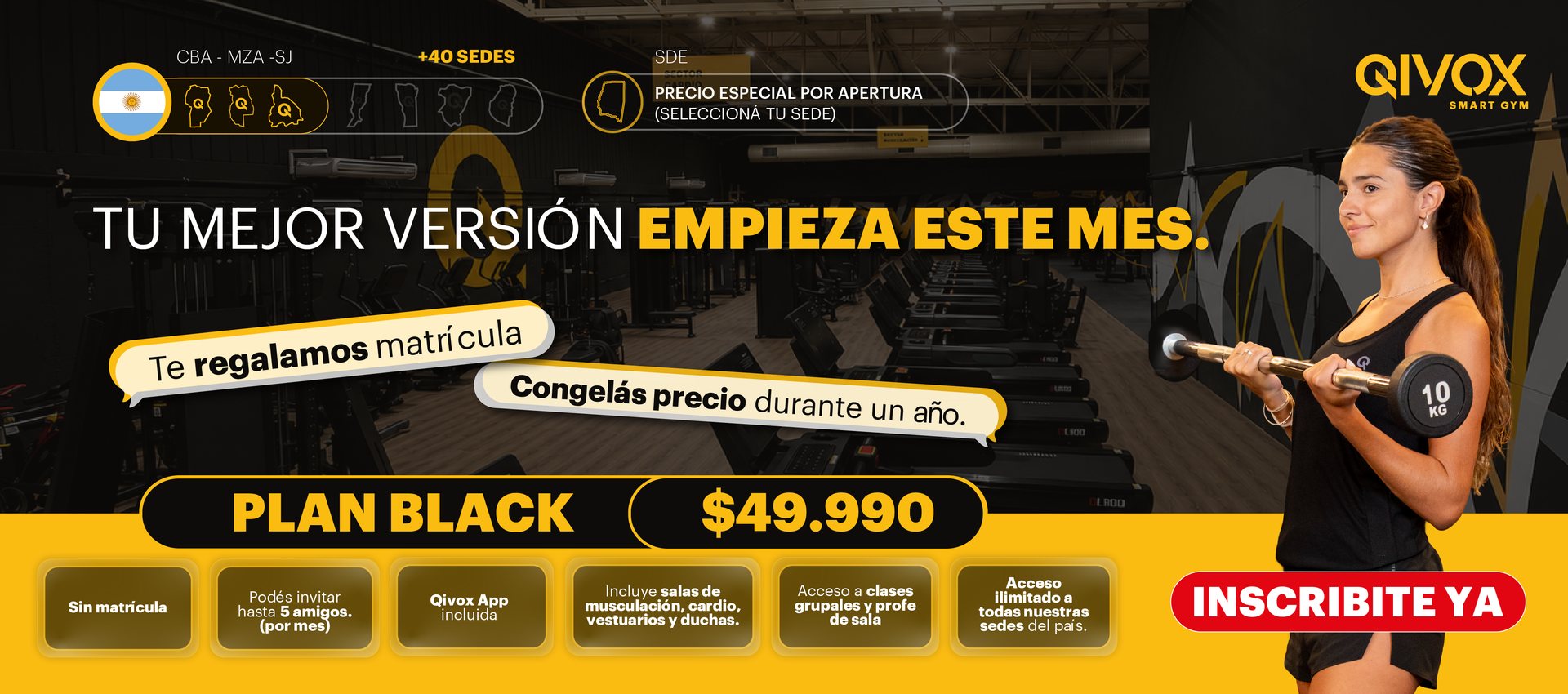 Plan Black $49.990: te regalamos la matrícula y congelás el precio durante un año. Conocé las sedes de Qivox.