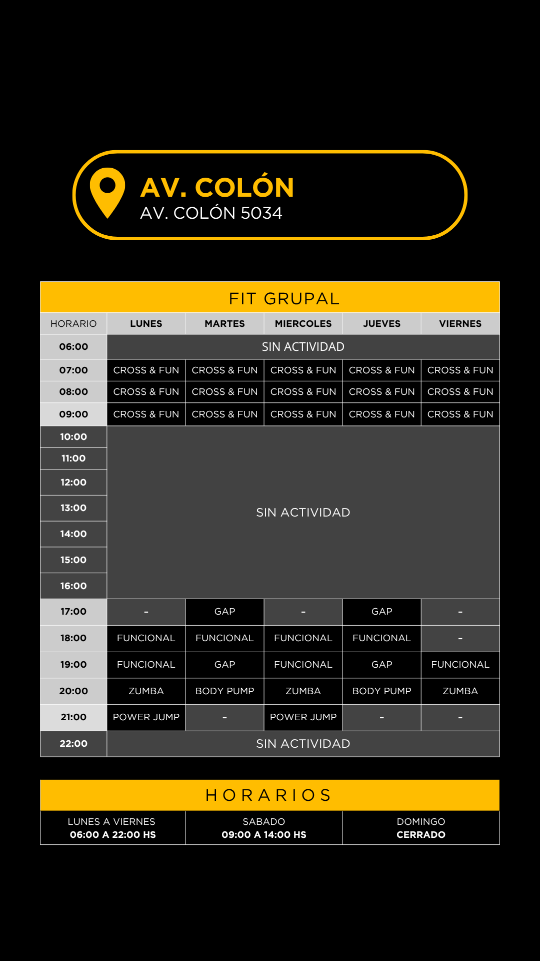 Grilla horarios — Av. Colón