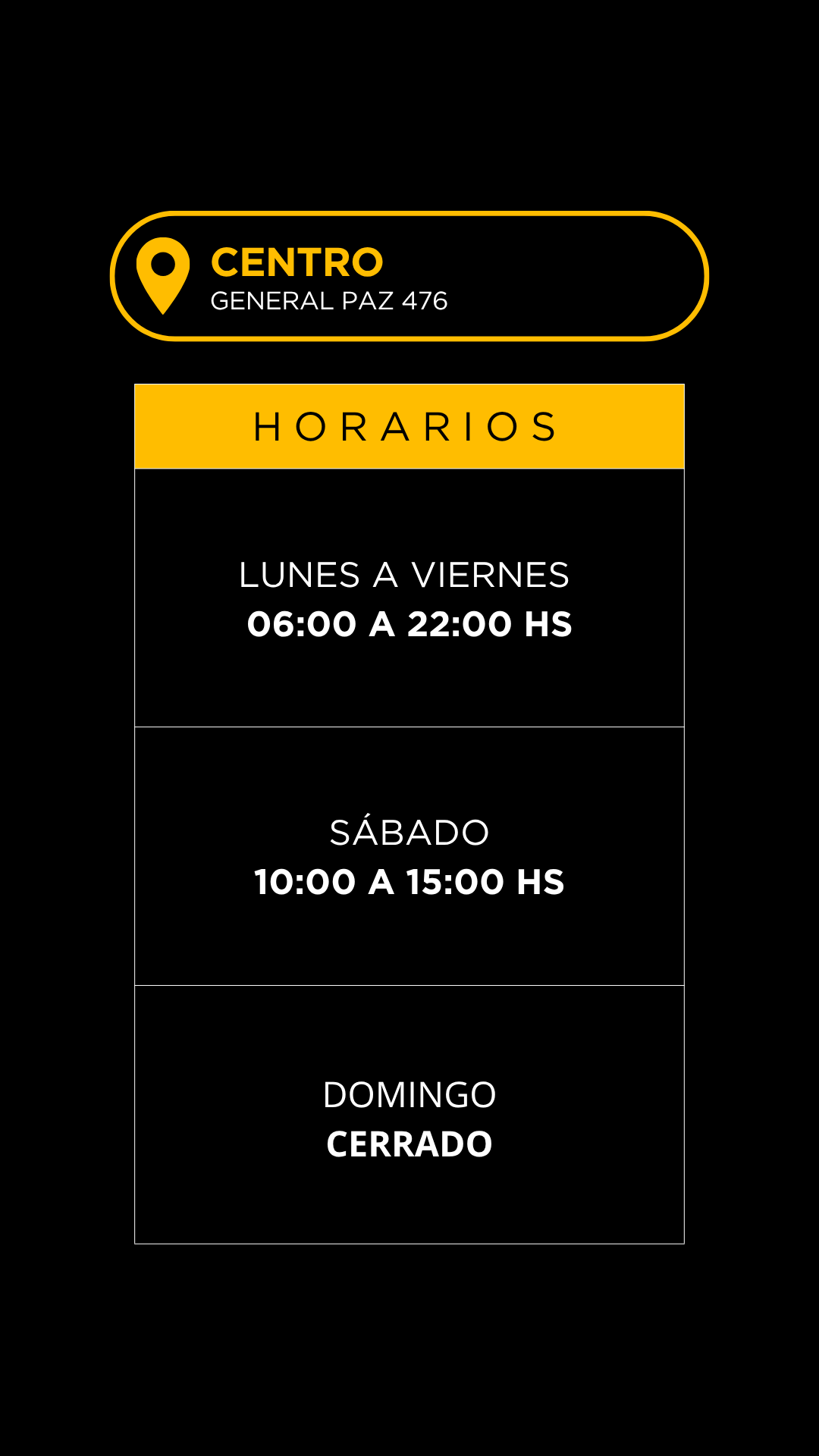 Grilla horarios — Centro · General Paz