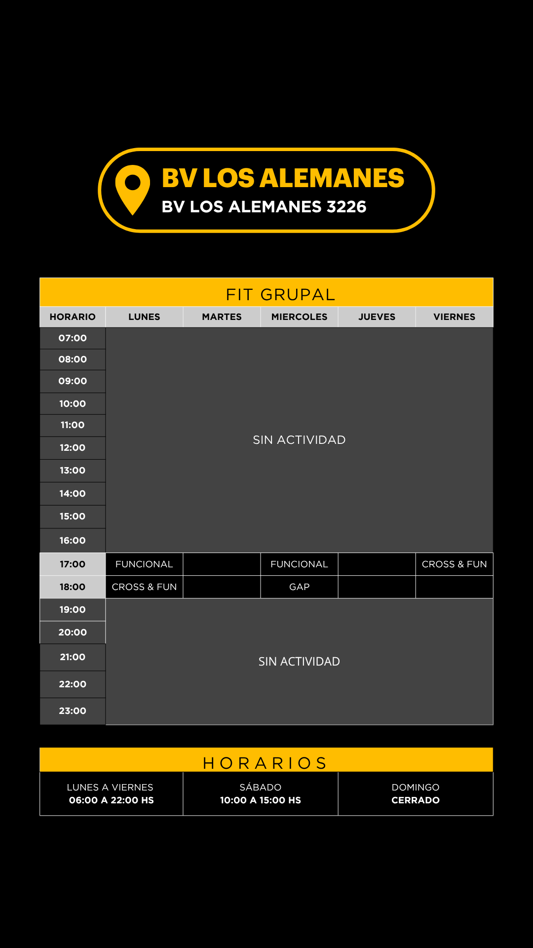 Grilla horarios — Los Boulevares