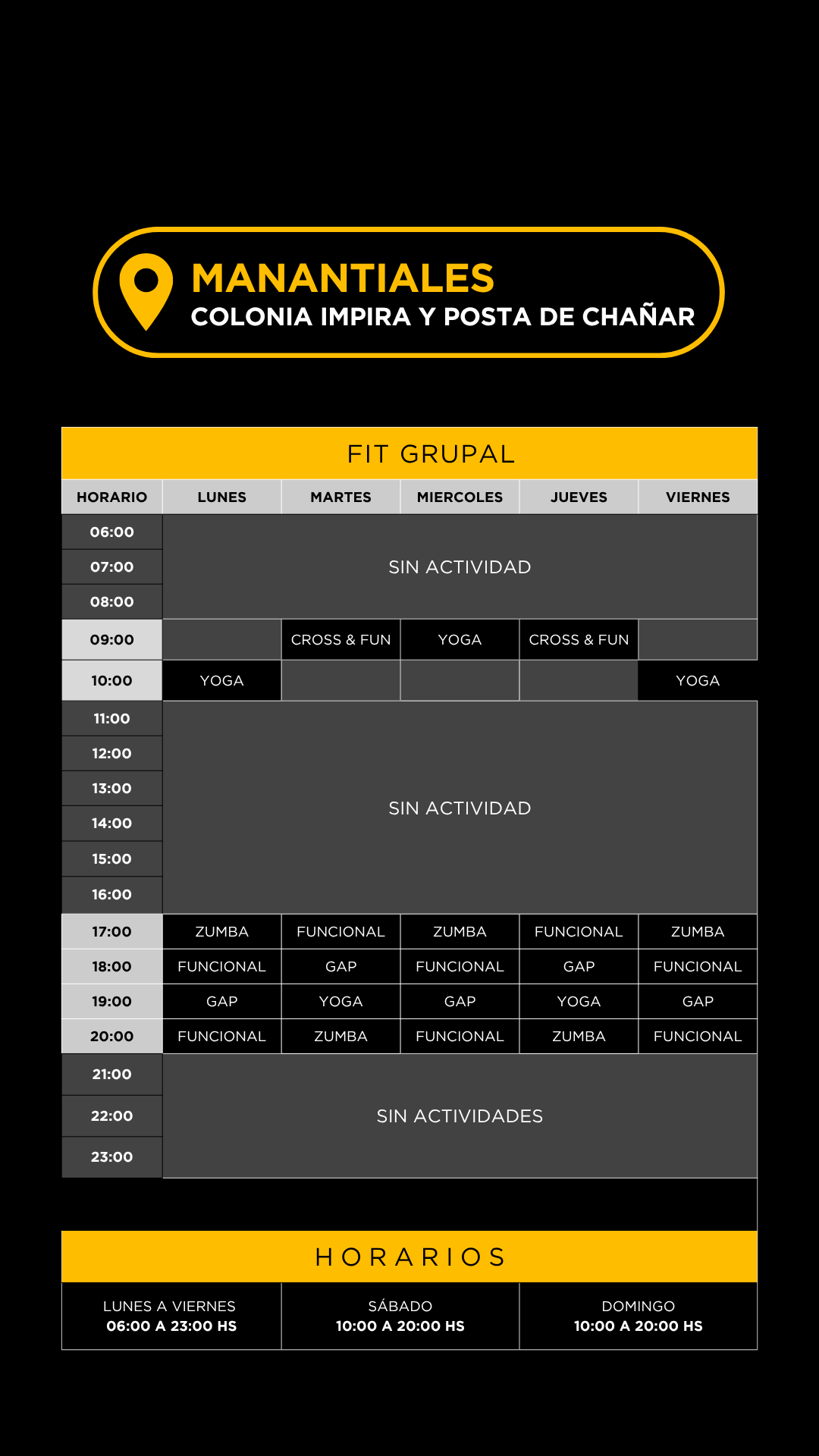 Grilla horarios — Manantiales
