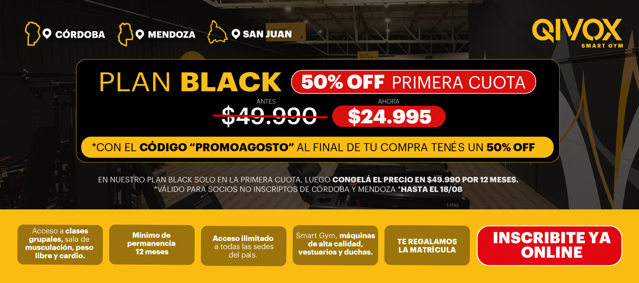 Plan Black $49.990: te regalamos la matrícula y congelás el precio durante un año. Conocé las sedes de Qivox.