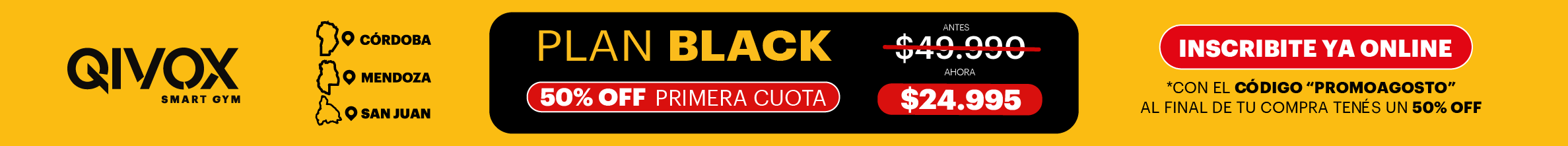 Tu mejor versión empieza este mes. Plan Black $49.990: te regalamos la matrícula y congelás el precio durante un año.