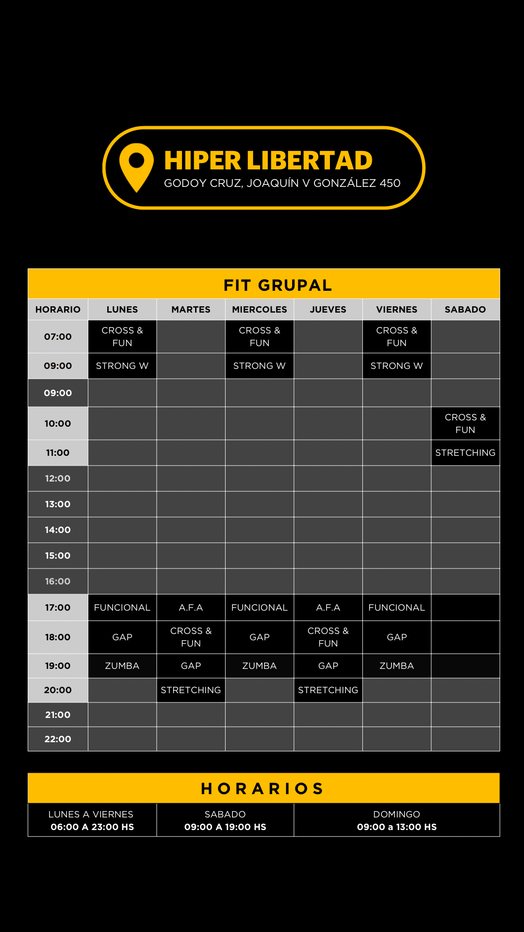Grilla horarios — Mendoza · Godoy Cruz