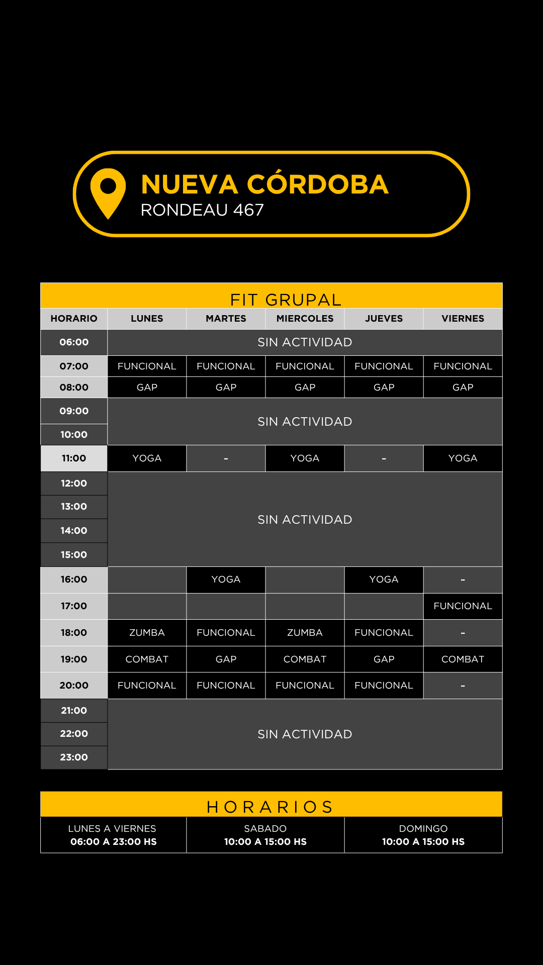 Grilla horarios — Rondeau