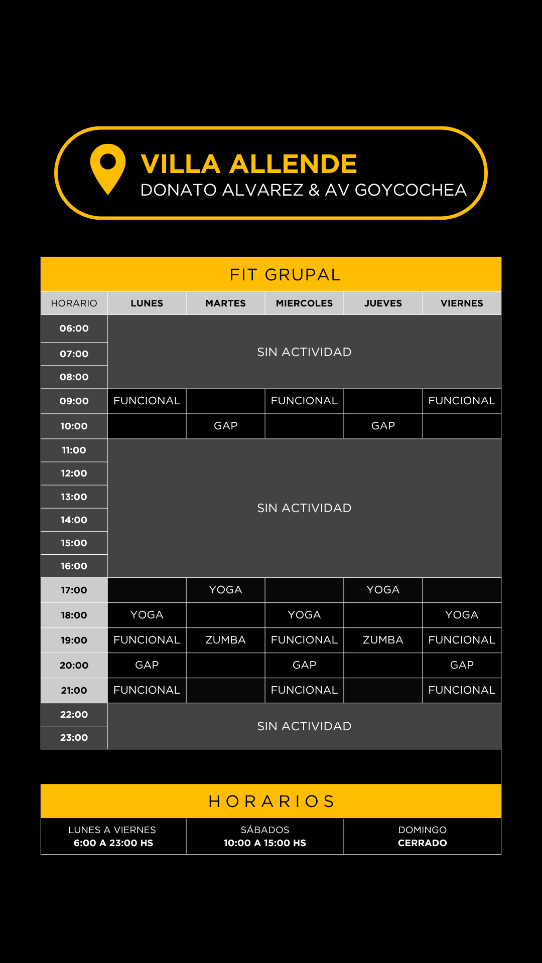 Grilla horarios — Villa Allende